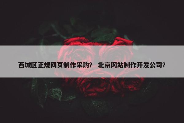 西城区正规网页制作采购？ 北京网站制作开发公司？