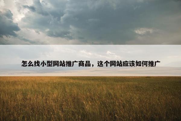怎么找小型网站推广商品，这个网站应该如何推广