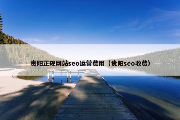 贵阳正规网站seo运营费用（贵阳seo收费）