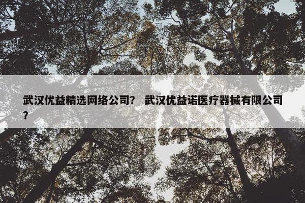 武汉优益精选网络公司？ 武汉优益诺医疗器械有限公司？