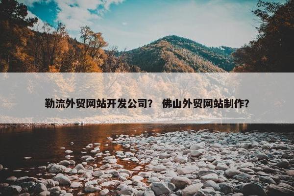 勒流外贸网站开发公司？ 佛山外贸网站制作？