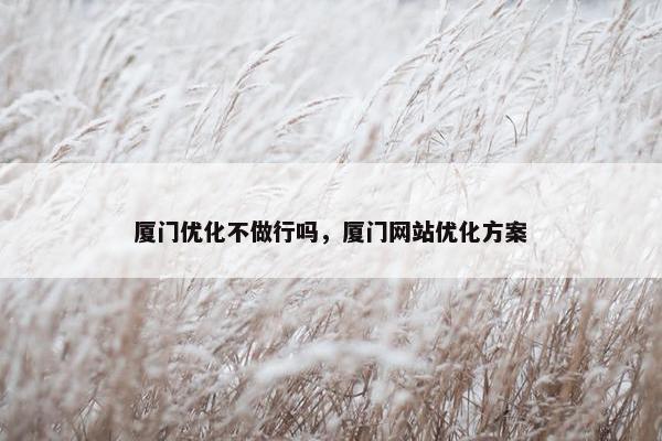 厦门优化不做行吗，厦门网站优化方案