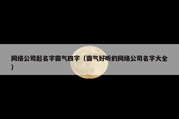 网络公司起名字霸气四字（霸气好听的网络公司名字大全）