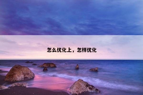 怎么优化上，怎样优化