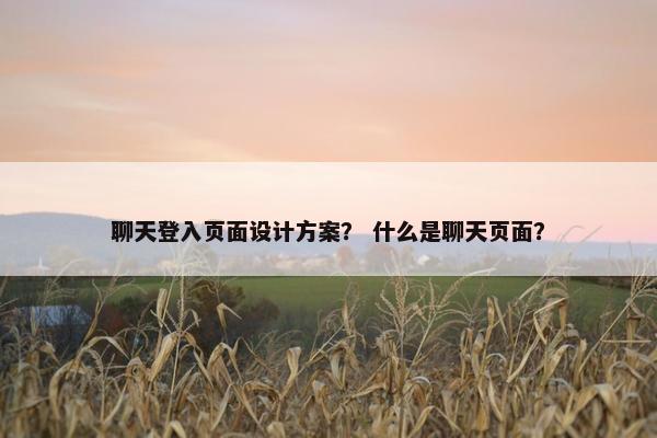 聊天登入页面设计方案？ 什么是聊天页面？