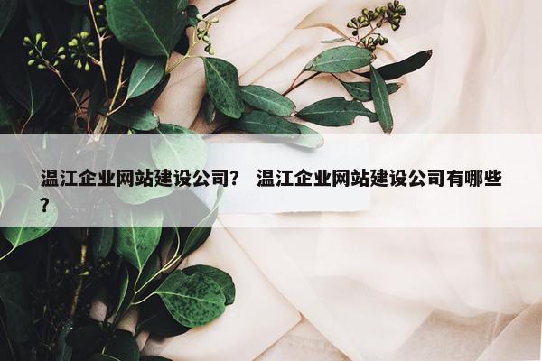 温江企业网站建设公司？ 温江企业网站建设公司有哪些？