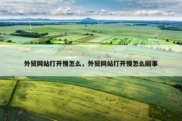 外贸网站打开慢怎么，外贸网站打开慢怎么回事