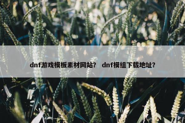 dnf游戏模板素材网站？ dnf模组下载地址？