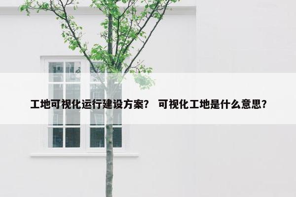 工地可视化运行建设方案？ 可视化工地是什么意思？