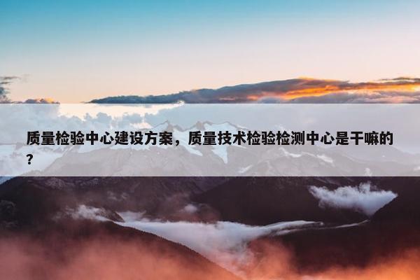 质量检验中心建设方案，质量技术检验检测中心是干嘛的?