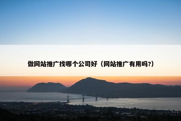 做网站推广找哪个公司好（网站推广有用吗?）
