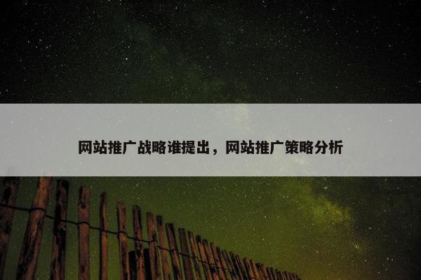 网站推广战略谁提出，网站推广策略分析