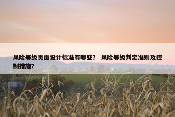 风险等级页面设计标准有哪些？ 风险等级判定准则及控制措施？
