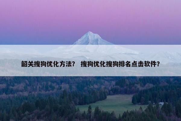 韶关搜狗优化方法？ 搜狗优化搜狗排名点击软件？