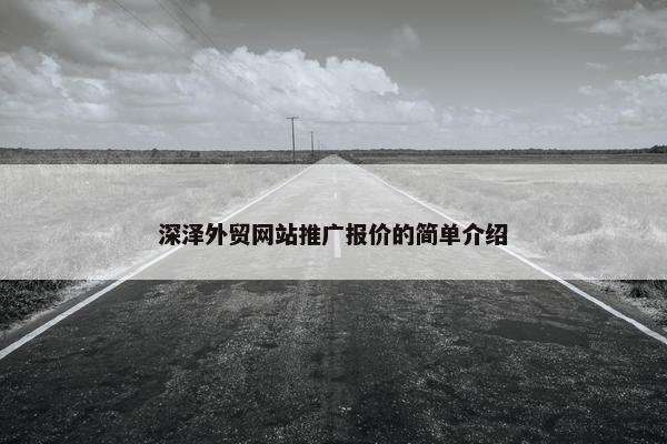 深泽外贸网站推广报价的简单介绍
