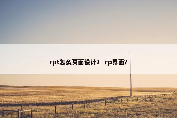 rpt怎么页面设计？ rp界面？